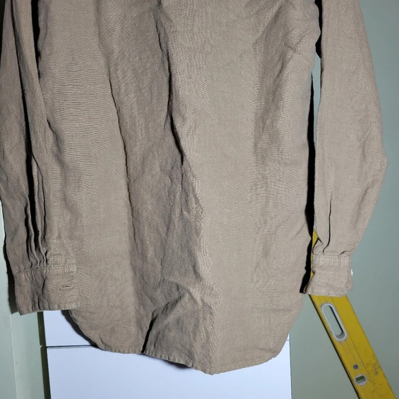 Linen tunic shirt blouse top oversized loose relaxedfit beige oatmeal size small - Picture 8 of 11